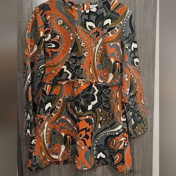 Zara Dresses & Skirts - ZARA NEW Mod Inspired Print Buckle Embellished Mini Shift Dress